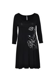 jurk black and white flowers